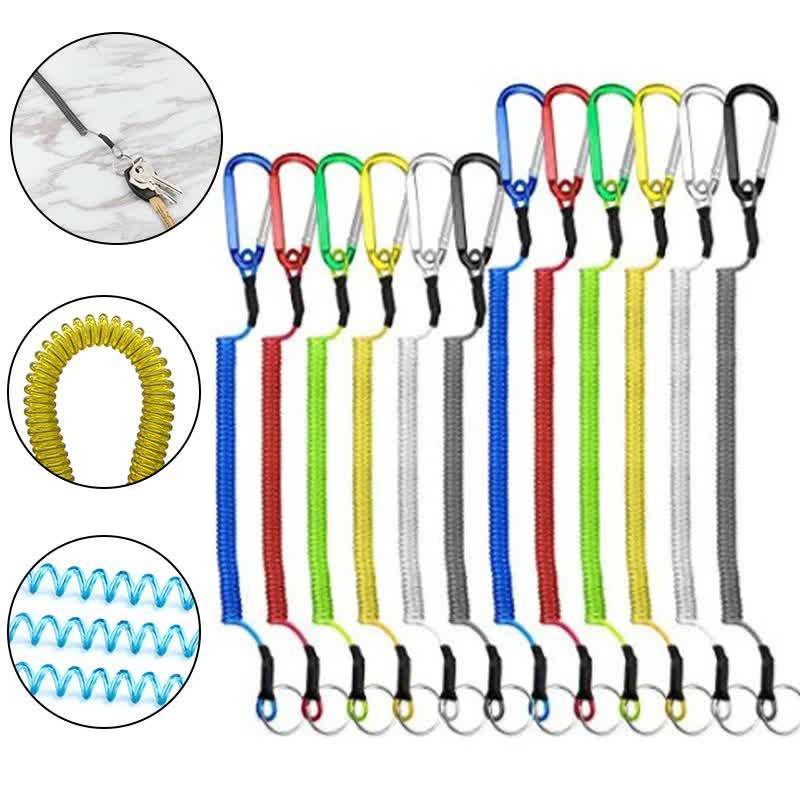 New Spiral Stretch Keychain Elastic Spring Rope Key Ring Metal Carabiner For Outdoor Anti-Lost Phone Spring Key Cord Lock Hook 5 1.2m