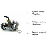 PZ19 Carburetor Kit - for quad, ATV and dirt bike Taotao Sunl - 50cc, 70cc, 90cc, 110cc - 19 mm pocket bike carburetor - Top-Down View