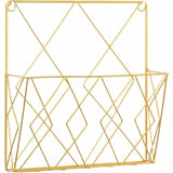 Metal Wall Mounted Newspaper Rack, Magazine Storage Organizer - Gold, Compatible with Standard Sizes