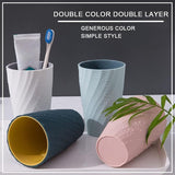 Bathroom Mugs, Unbreakable, Soft, Durable, Bathroom Cup, Toothbrush Holder (Light Blue & Dark Blue) - Top-Down View