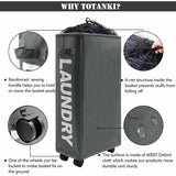 22\" Narrow Rolling Laundry Hamper with Handle and Wheels, Collapsible Laundry Hamper, Foldable Laundry Sorter and Organizer, Large Storage Basket (Gray)