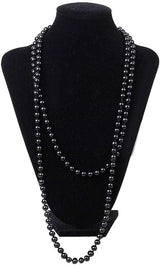 Black pearl necklace for women, pearl chain, black chain, extra long faux pearl necklace, multi-layer necklace for women, sweater necklace, faux pearl necklace 111