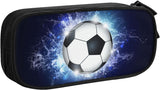 Blue sports pencil case with soccer motif, spacious and durable pencil case with zippers, soccer pencil case Soccer Blue Soccer Blue