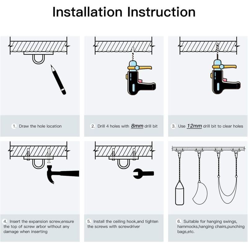 Stainless Steel Ceiling Mount, 500kg Capacity, 180° Rotation, Suspension