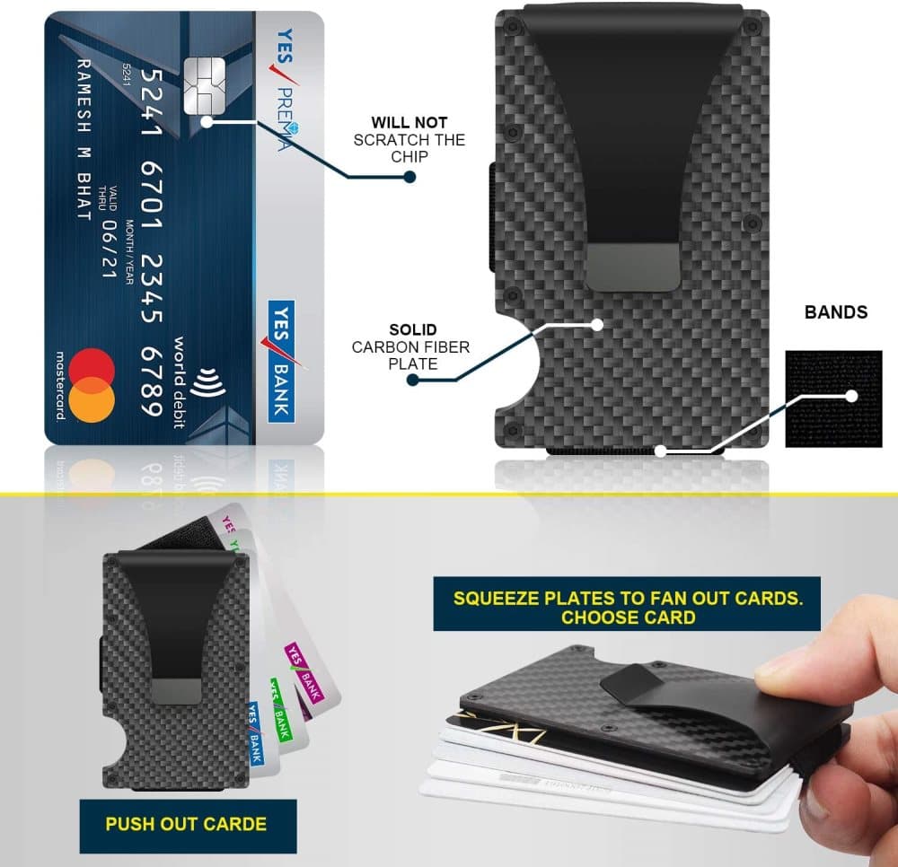 Best selling product!!! Carbon fiber RFID Card holder Black - Christmas gift One size