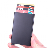 pc aluminum smart card holder (RFID protected) pop-up - black - Side View