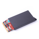 pc aluminum smart card holder (RFID protected) pop-up - black - Top-Down View