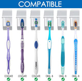 Wall-mounted toothbrush holder with 6 compartments and self-adhesive - Front View