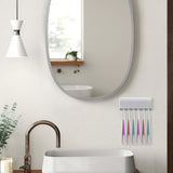 Wall-mounted toothbrush holder with 6 compartments and self-adhesive - 45-Degree Angle