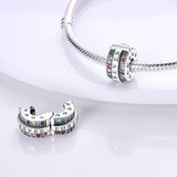 925 Sterling Silver Clip Charms Safety Chain Charm Silicone Stopper Bead Fit Jewelry Making For Bracelet T Diy PTC512 - Top-Down View