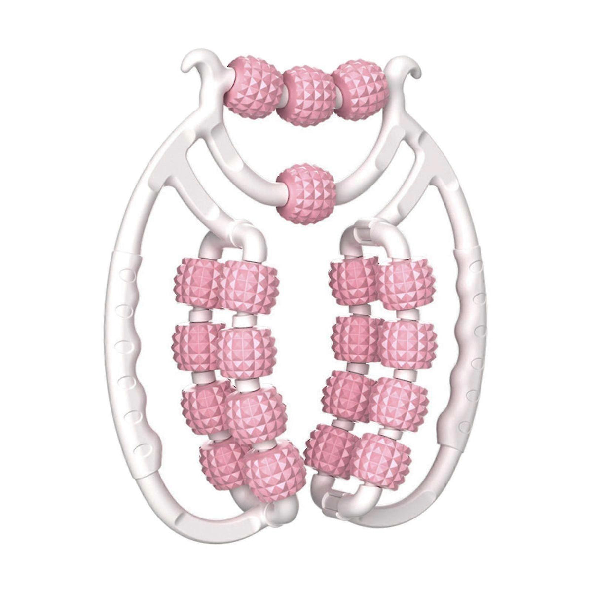 Massage Roller Relax Roller 20 Wheels Tubular Device Arm Leg Massage Circular Leg Clamps for Golfers Elbow Neck Leg Ankle Pink