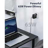 65W USB C Laptop Charger (1.8m) for Lenovo Thinkpad ASUS Zenbook - 45-Degree Angle
