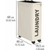 narrow laundry basket, laundry basket on wheels, Corno beige, Polyester, 43 l, 18.5 x 60 x 40 cm - Side View