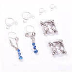 Fashion Water Drop Screw Non Pierced Nipple Ring Set Nipple Ring Body Jewelry (Blue)