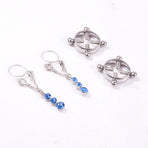 Fashion Water Drop Screw Non Pierced Nipple Ring Set Nipple Ring Body Jewelry (Blue)