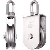 M100 Lifting Single Wheel Block Roller Load Capacity 1000kg, Heavy Duty 304 Stainless Steel Single Wheel Swivel Lifting Rope Wheel Block