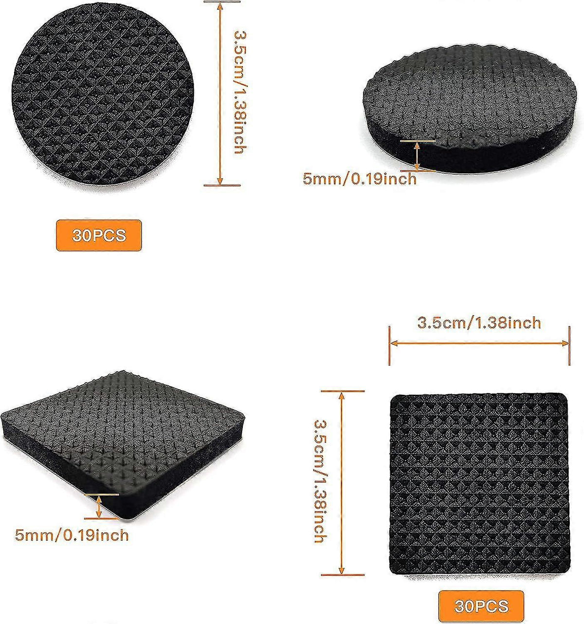 60 pieces non-slip rubber pads, self-adhesive rubber furniture protectors, protective pads for wooden floors, tables, chairs, bed legs