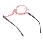 Makeup Glasses Lightweight Foldable Rotating Single Lens Women Magnifying Cosmetic Glasses, Pink, +3.00