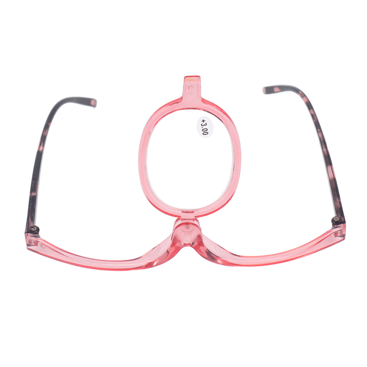 Makeup Glasses Lightweight Foldable Rotating Single Lens Women Magnifying Cosmetic Glasses, Pink, +3.00