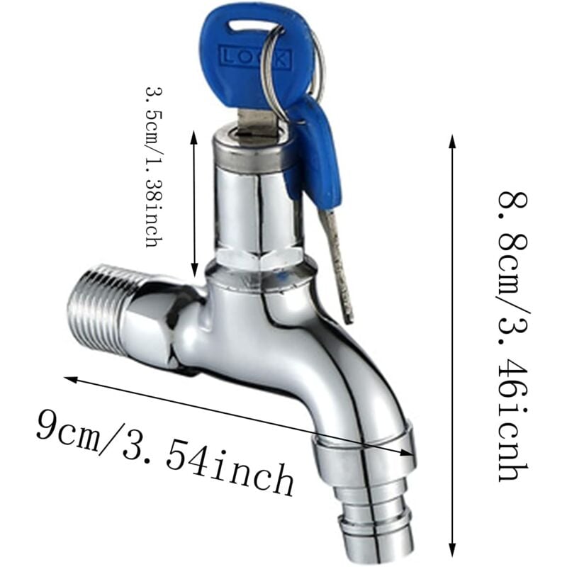 Anti-theft tap for outdoor use, anti-theft brass tap, lockable outdoor tap, for washing machine in the garden