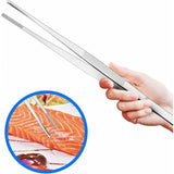 Extra 30cm / 12 inch Long Stainless Steel Tweezers with Precision Serrated End for Aquaristik, Gardening, Kitchen, Industrial Work and Use - Front View