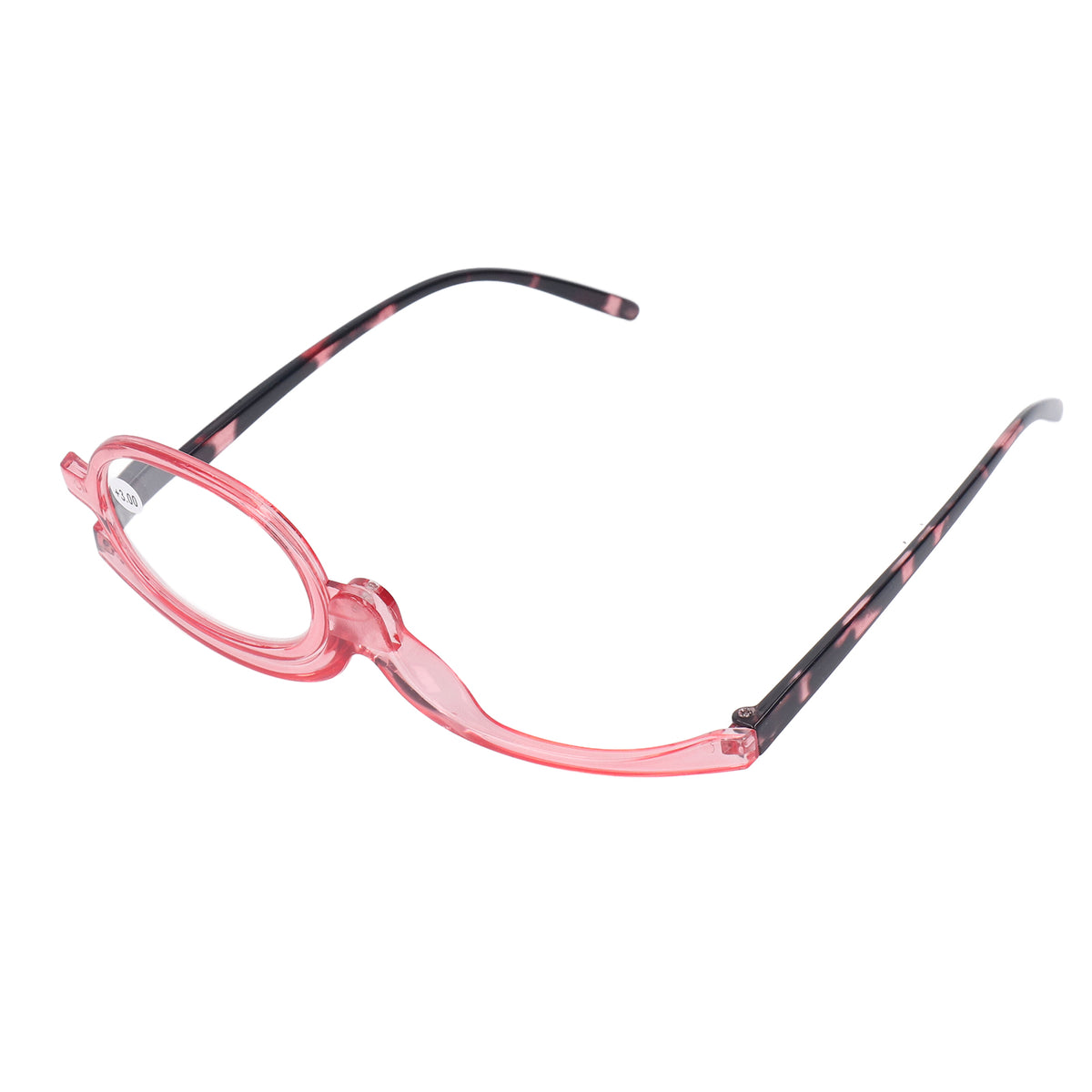 Makeup Glasses Lightweight Foldable Rotating Single Lens Women Magnifying Cosmetic Glasses, Pink, +3.00