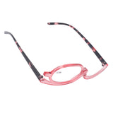 Makeup Glasses Lightweight Foldable Rotating Single Lens Women Magnifying Cosmetic Glasses, Pink, +3.00