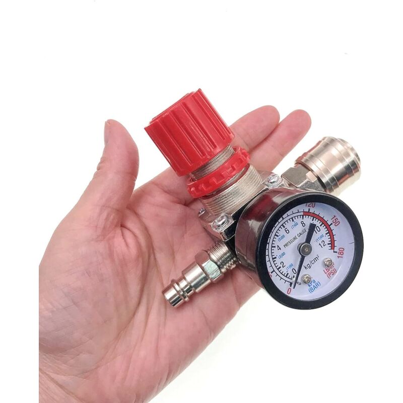 Air Compressor Pressure Regulator, 1/4\" Pneumatic Pressure Regulator, Pressure Control Valve with Connection 140 PSI 12 Bar
