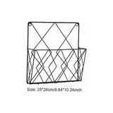 Black Metal Wire Magazine Rack for Wall - Storage Shelf for Office, Living Room, Bedroom - Compatible with Newspapers, Books and Files - Front View