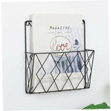 Black Metal Wire Magazine Rack for Wall - Storage Shelf for Office, Living Room, Bedroom - Compatible with Newspapers, Books and Files