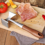 Meat Mallet, Heavy Duty Meat Tenderizer, Steak Mallet with Wooden Handle and Food Grade Zinc Alloy, 2 in 1 Kitchen Mallet, 26 CM - Top-Down View
