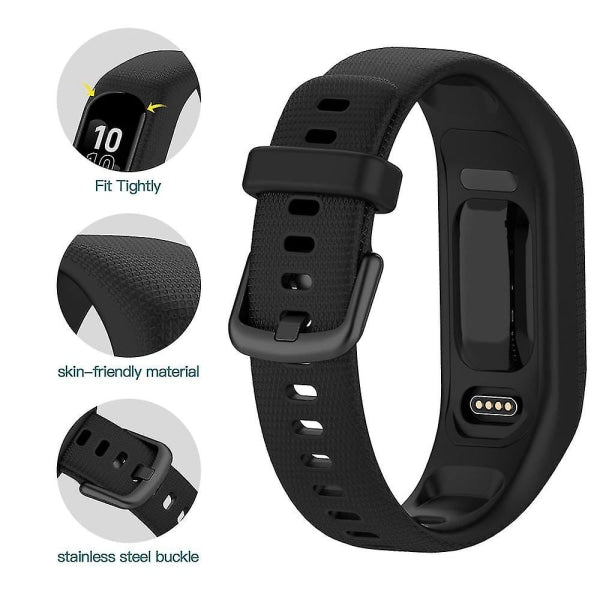 3pcs Soft Silicone Wristbands for Garmin Vivosmart 5 Wristband, Replacement Sports Wristbands in Different Colors for Vivosmart 5, Black-White-Blue