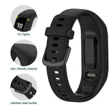 3pcs Soft Silicone Wristbands for Garmin Vivosmart 5 Wristband, Replacement Sports Wristbands in Different Colors for Vivosmart 5, Black-White-Blue - Front View