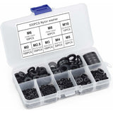 500pcs Black Plastic Washers Lock Washers Fasteners, Self-Locking Washer Assortment Mechanical Washer M2.5 M3 M4 M5 M6 M8 M10