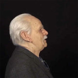 Halloween Old Man Headpiece, Realistic Silicone Mask Full Head Tricky Props White Beard With Hair - Top-Down View