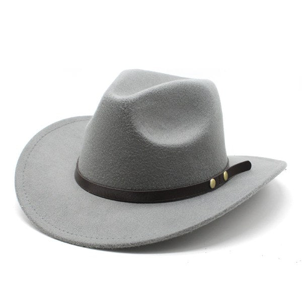 American Western Cowboy Hat Felt Hat For Men And Women Riding Hat Rolled Brim Imitation Wool Jazz Hat Cowboy Hat Pink Pink-tfrf Pink