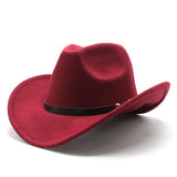 American Western Cowboy Hat Felt Hat For Men And Women Riding Hat Rolled Brim Imitation Wool Jazz Hat Cowboy Hat Pink Pink-tfrf Pink - 45-Degree Angle