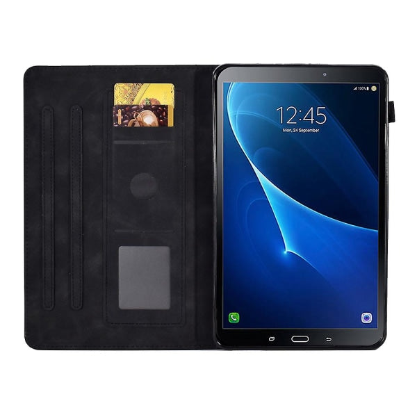 compatible with Samsung Galaxy Tab A 10.1 (2016) T580 / T585 Shockproof Case Pu Leather Butterfly Floral Pattern Printed Case Black