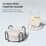Minimalist Black Iron Metal Coaster Holder for Both Round and Square Coasters - Front View
