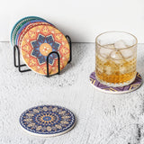 Minimalist Black Iron Metal Coaster Holder for Both Round and Square Coasters - Top-Down View