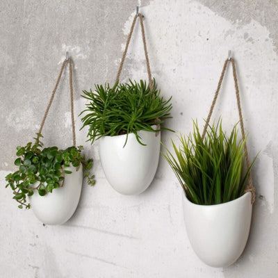 Set of 3 white ceramic wall pots - Fei Yu