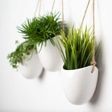 Set of 3 white ceramic wall pots - Fei Yu - Front View