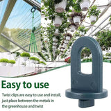 Greenhouse Clamps Set of 100 with extra strong grip and eyelets - The best trellis and plant holder for your greenhouse(Dark green) - Front View