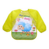 pcs bibs with sleeves, waterproof long sleeve bibs, unisex, for toddlers - Top-Down View