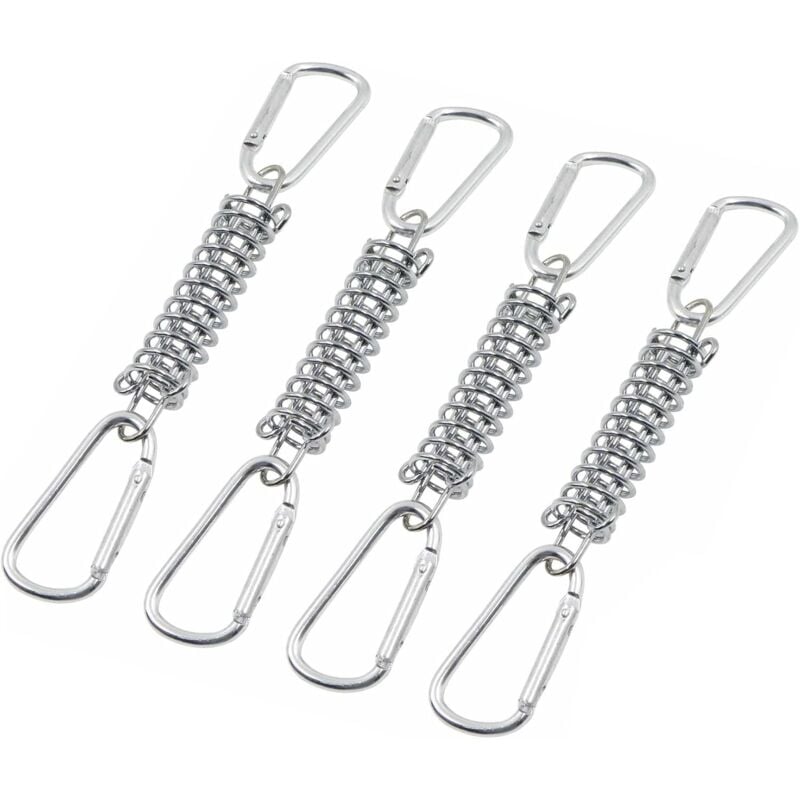Tension Spring Buckle Awning Bracket - Sun Sail Brackets Accessories Stainless Steel with 4 Spiral Springs 8 Carabiners for Tents Awnings Camping, 4 pcs