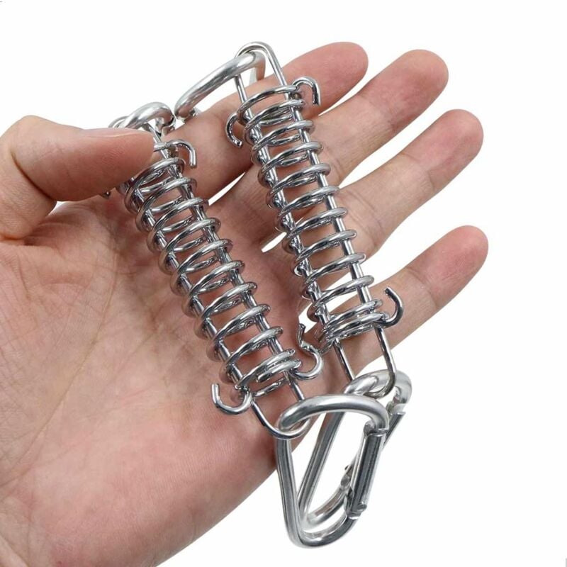 Tension Spring Buckle Awning Bracket - Sun Sail Brackets Accessories Stainless Steel with 4 Spiral Springs 8 Carabiners for Tents Awnings Camping, 4 pcs