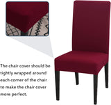 Chair Covers Set of 4 or 6, Stretch Removable Washable Chair Covers Decoration Slipcovers Seat Covers for Hotel Wine Red-tfrf wine Red 4pcs - Front View