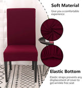Chair Covers Set of 4 or 6, Stretch Removable Washable Chair Covers Decoration Slipcovers Seat Covers for Hotel Wine Red-tfrf wine Red 4pcs - Side View