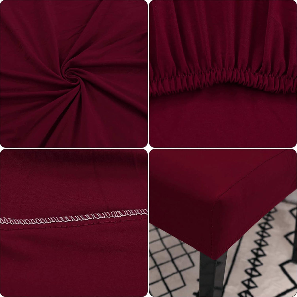 Chair Covers Set of 4 or 6, Stretch Removable Washable Chair Covers Decoration Slipcovers Seat Covers for Hotel Wine Red-tfrf wine Red 4pcs
