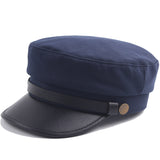Fashion Unisex Military Caps Spring Autumn Sailor Hats For Women Men Flat Top Captain Cap Navy blue